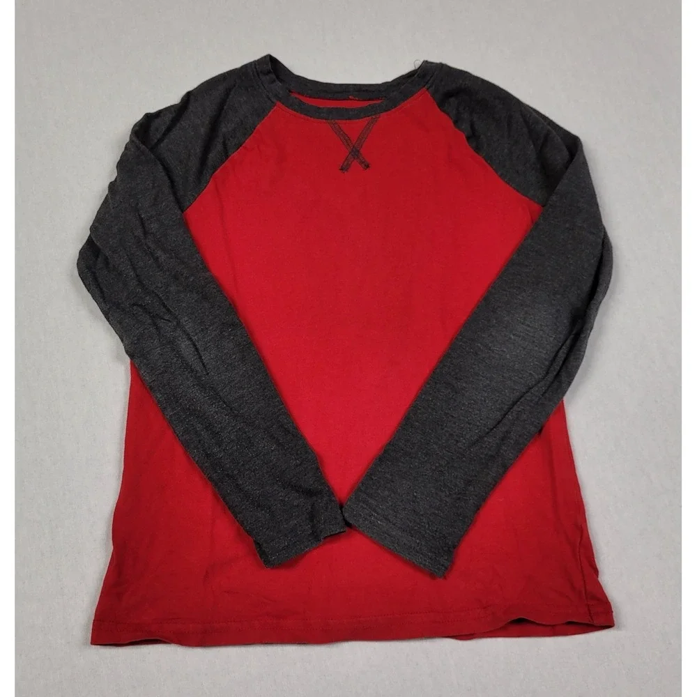 Jumping Beans Boys Long Sleeve Essential Baseball Tee Red Charcoal Size 8